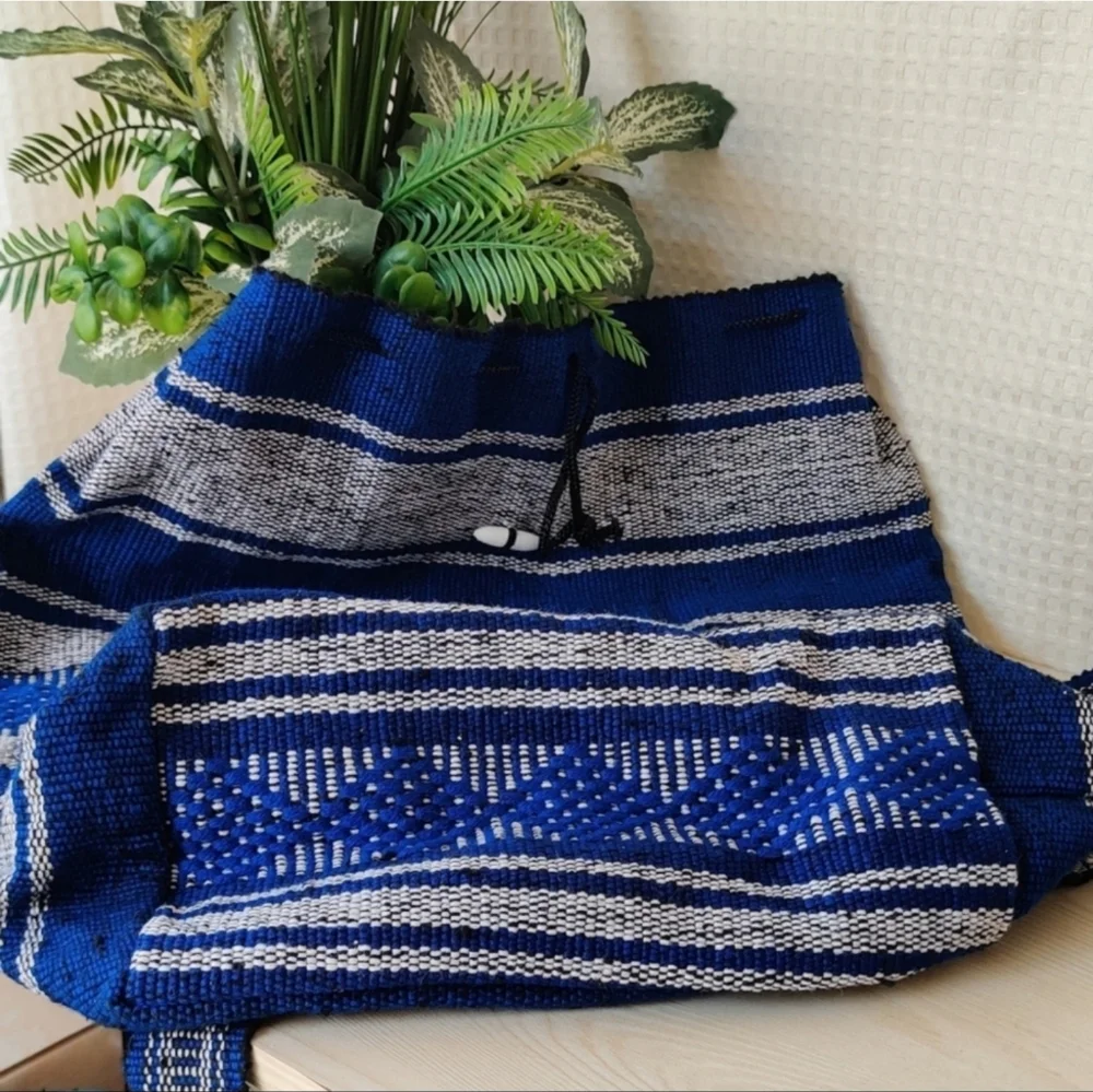 Los Angeles Dodgers Blue and Gray Striped Woven Backpack Bag
